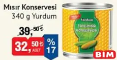 YURDUM MISIR KONSERVESİ 340 G fiyat ve kampanya bilgisi